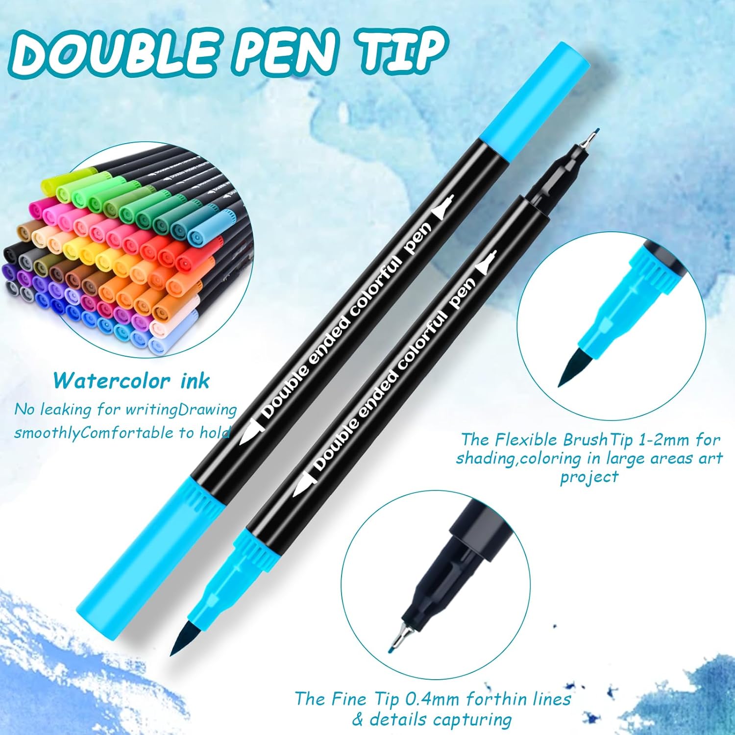 48 Colors Dual Markers Brush Pens, Art Markers Colored Pens for Adult Coloring Books, Brush and Fine Point Dual Tip Artist Colored Marker Set for Drawing Adult Coloring Hand Lettering - Image 3