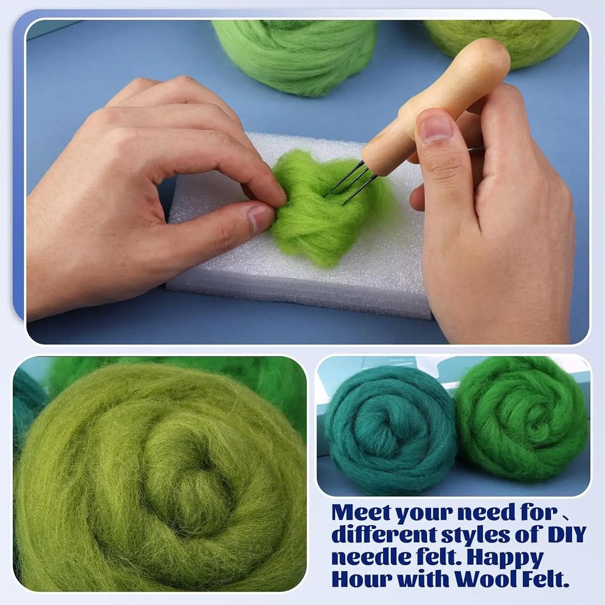 ECYC 10 Pcs 10g Spinning Wool Roving, Fiber Wool Yarn Roving for Needle Felting DIY Crafts, 01