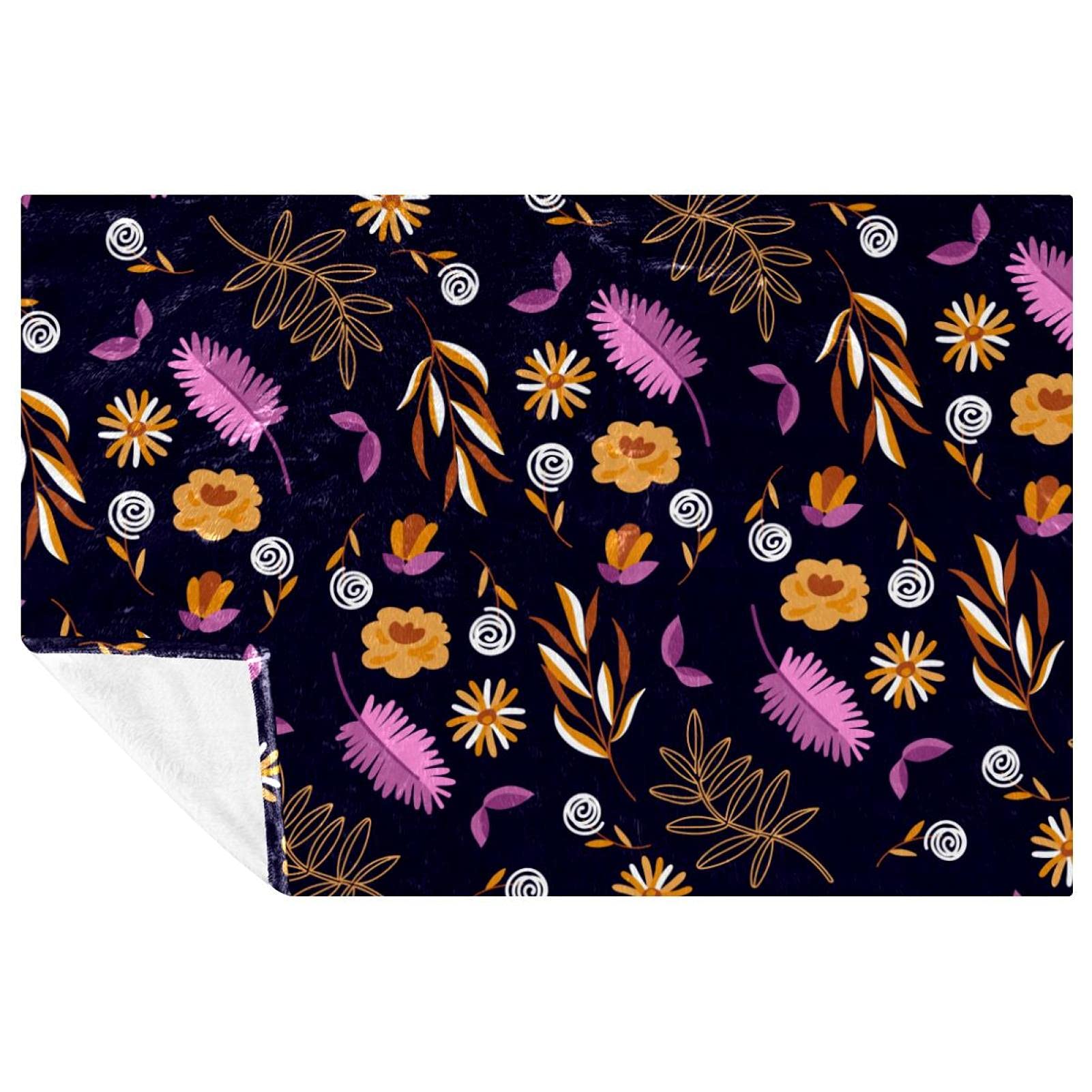 Couverture douce et chaude anti-froid pour canapé et lit motif fleurs 150x100 cm