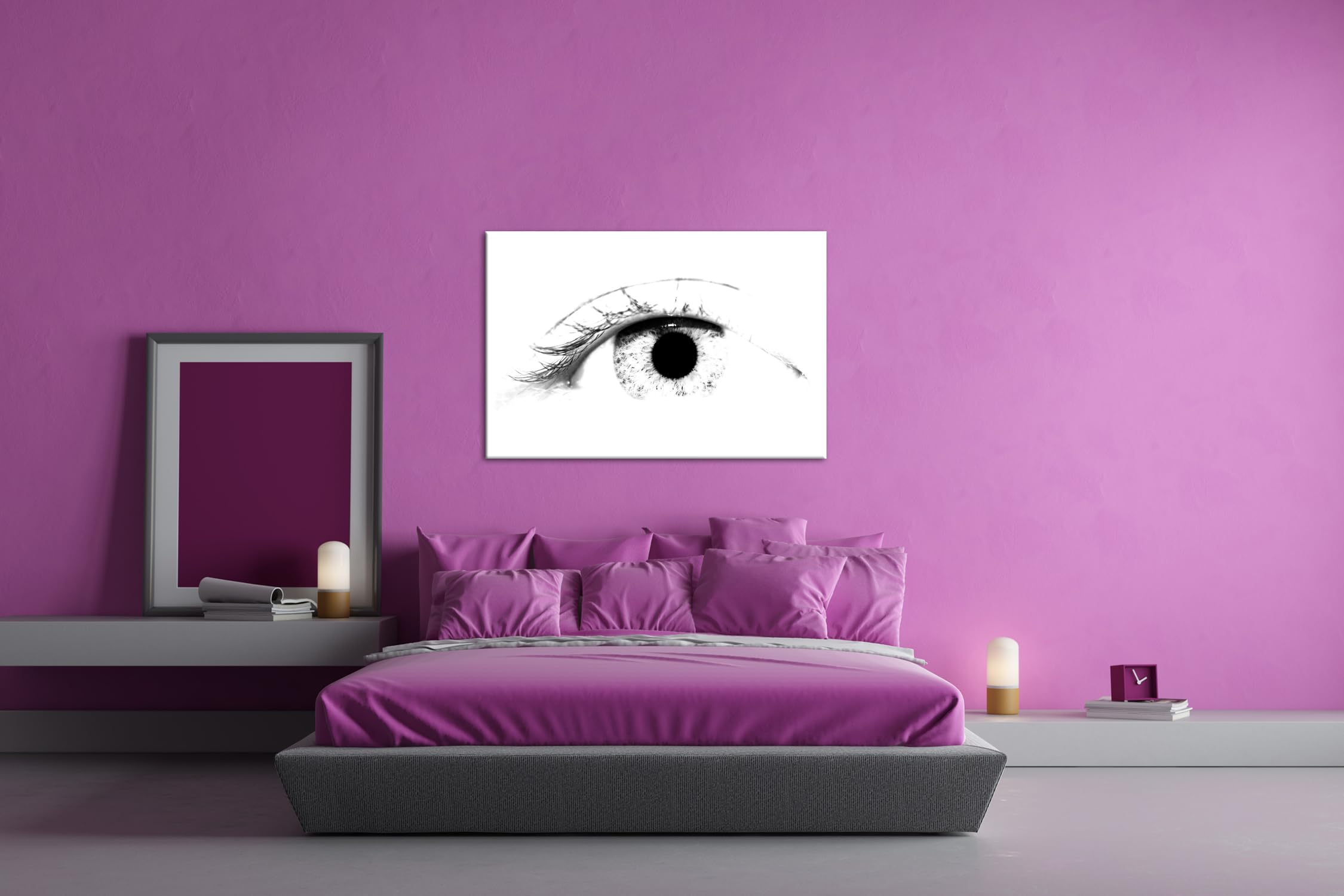 Stampa Su Tela Deyoli Con Fiori Arancioni - 90x60 Cm Con Cornice In Legno, Quadro Moderno Per Parete