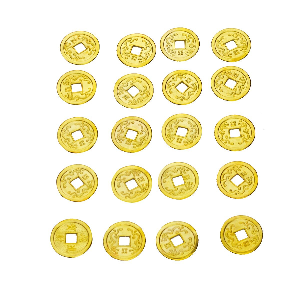 Amazon.co.jp: 20個 中国フォーチュンコイン 風水 ゴールデンダブルドラゴンコイン W 風水 ギフトバッグ W1769 : おもちゃ