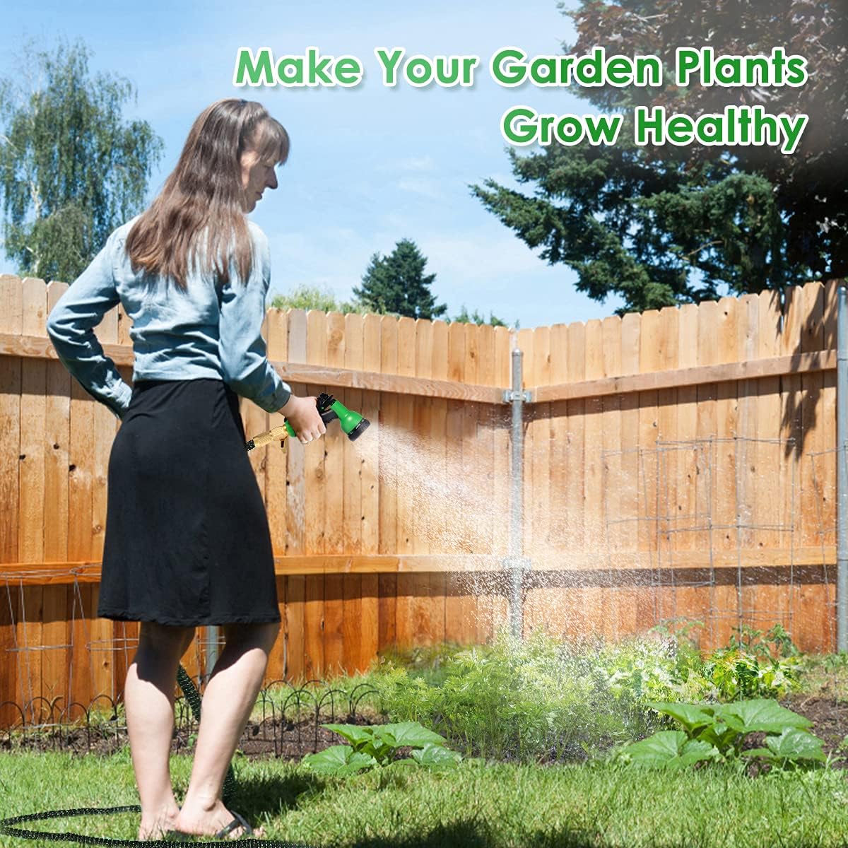 BIIBeSeamu Garden Hose 50FT, Flexible Hose with Spray Nozzle, Expandable Hose with Solid Brass Connector, Leak-Free Retractable Hose with Lightweight, Garden Hoses for Watering and Washing : Patio, Lawn & Garden