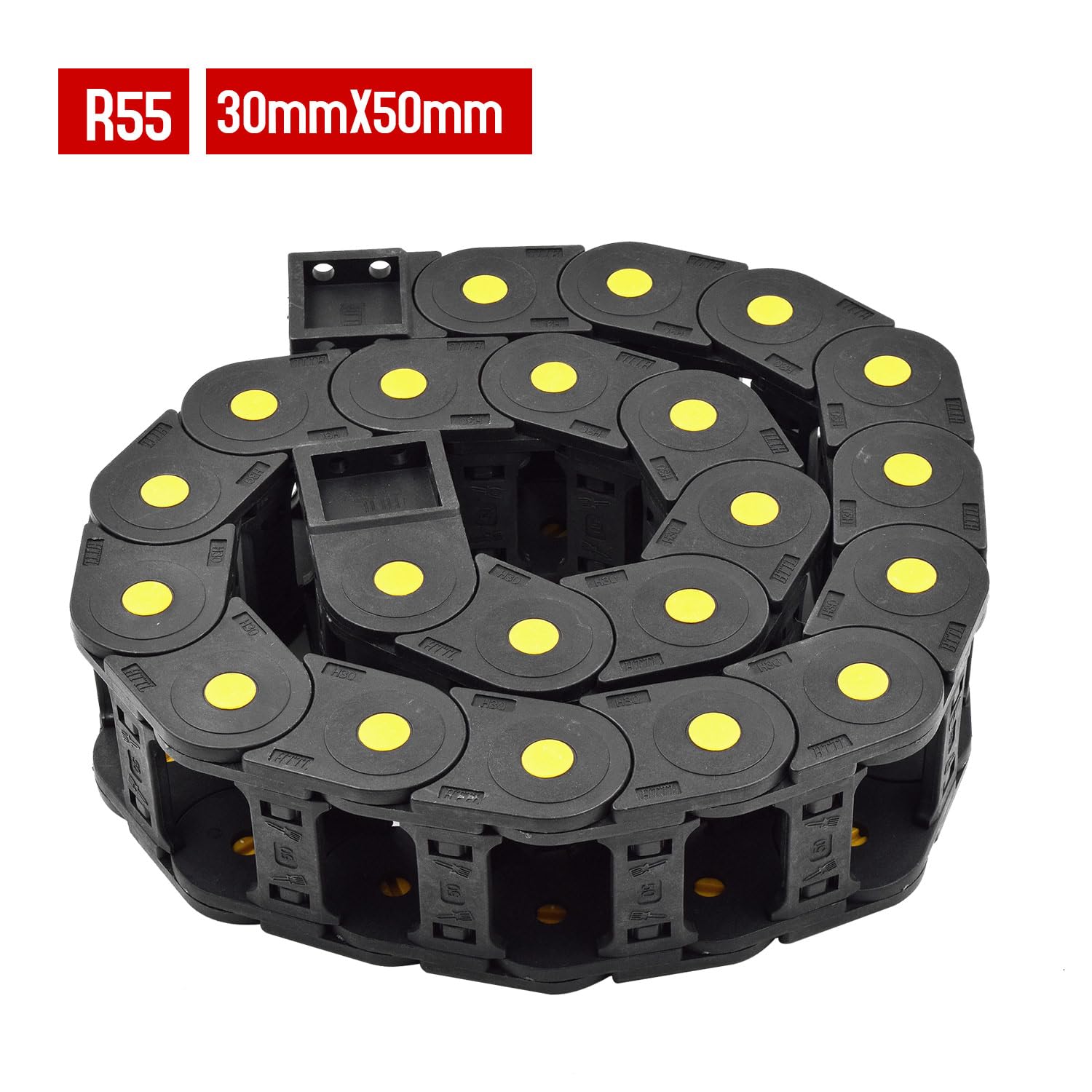 Kunststoff-Schleppketten-Kabelträger offener Typ mit Endverbindern R75 30 x 50mm L1000mm für elektrische CNC-Fräsmaschinen