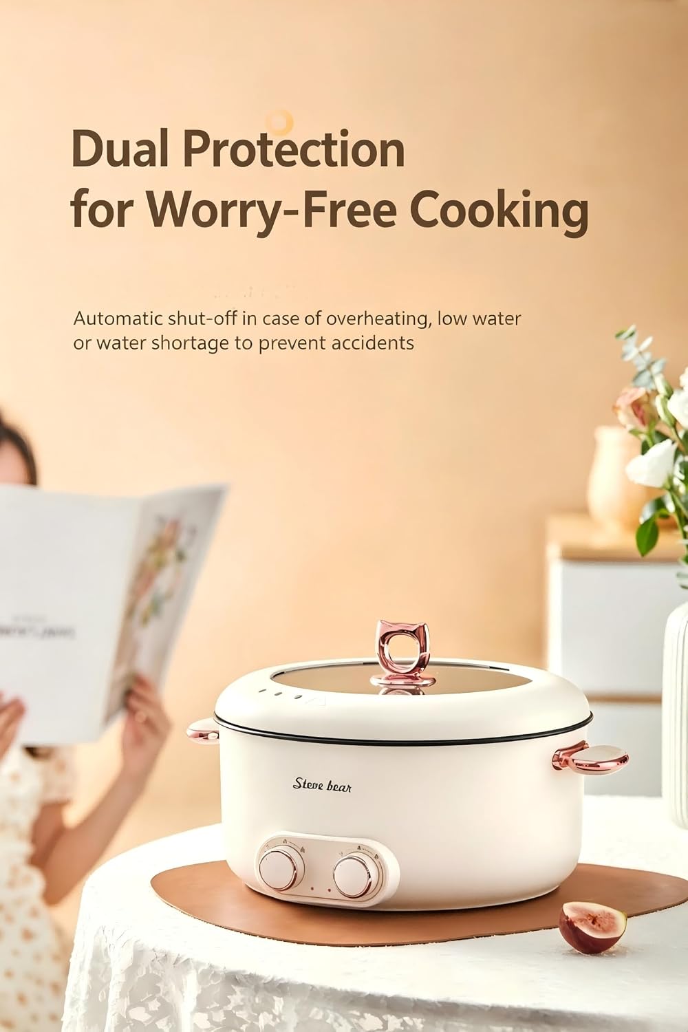 110V Multi-Functional Dual-Partition Electric Hot Pot, 6-Liter | Independent Temperature Control, 2000W, Non-Stick, Large Capacity Electric Stew Pot, For Party, Family and Friend Gathering