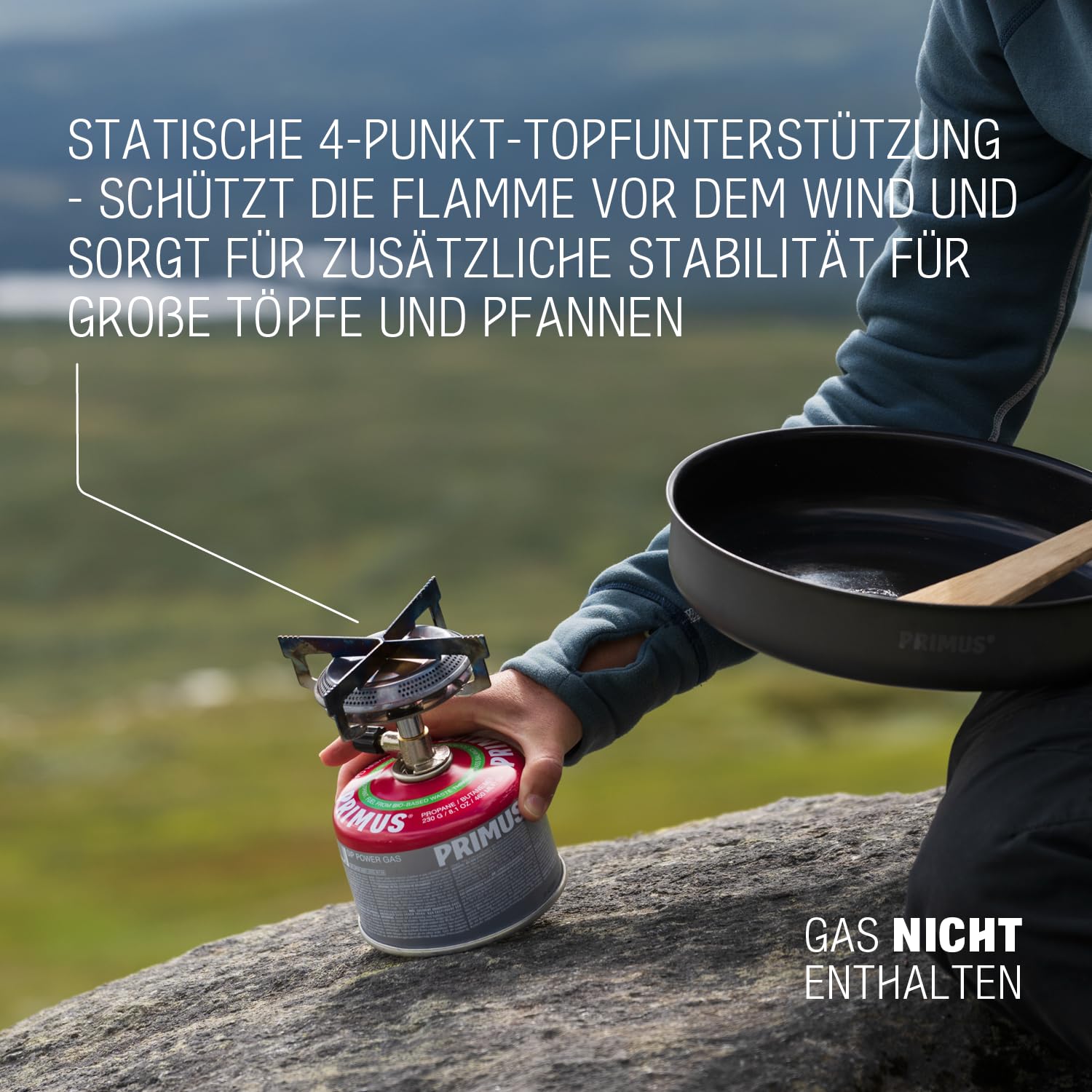Primus Campingkocher Set - Mimer Stove Kit II - Camping Kochset mit 1x Gaskocher, 1x Pfanne & 2x Töpfe - Outdoor Kochgeschirr mit Primus Gaskocher Camping - Kochgeschirr Outdoor - Outdoor Kochset