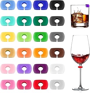 24PCS Wine Glass Charms, Drink Markers Tags, Silicone Wine Charms for Stem Glasses, Multicolored