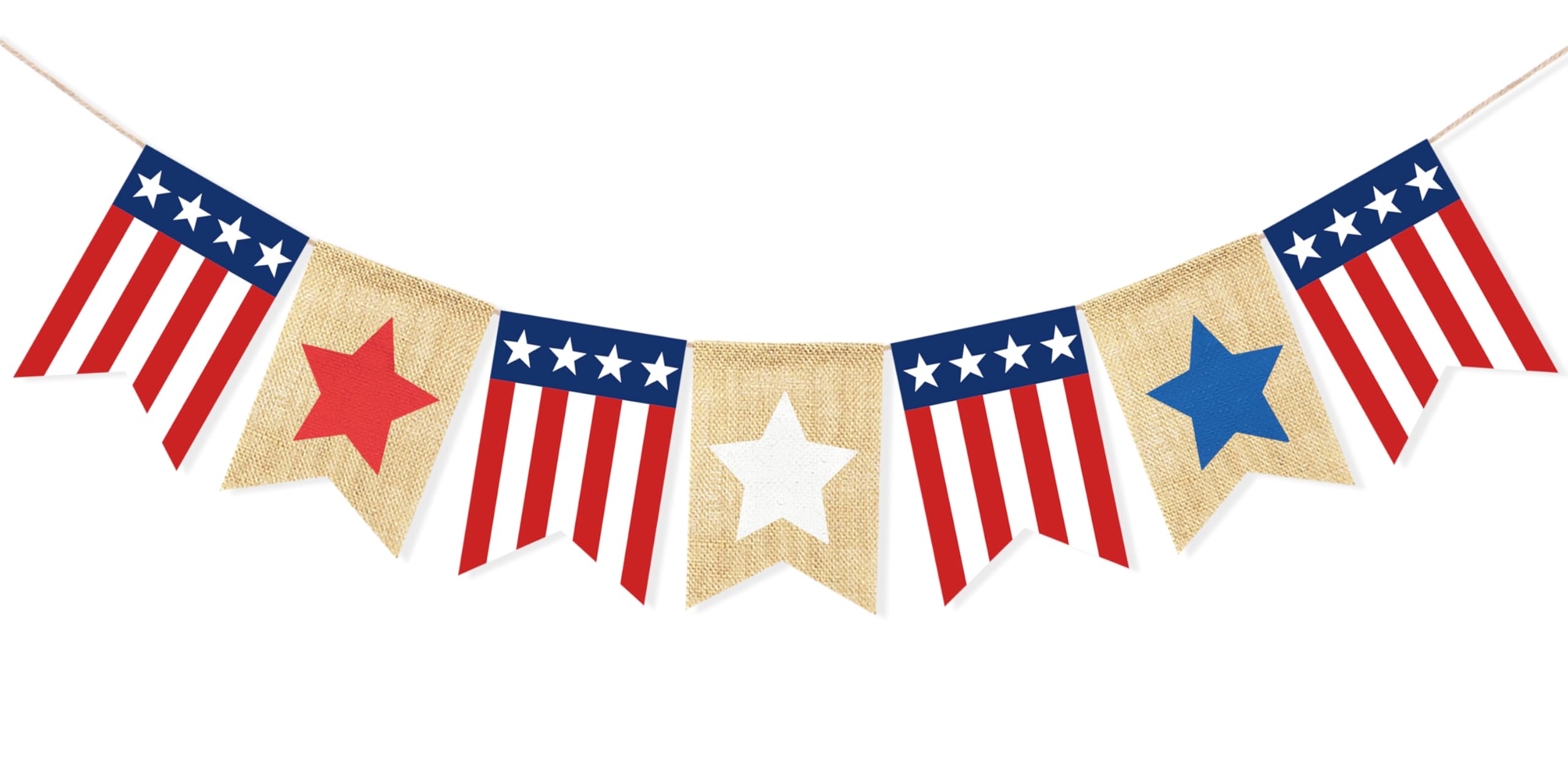 VILIFEVER Red White and Blue Star Banner 4th of July Decorations, American Independence Day Stripe Bunting USA Flag Garland Patriotic Decorations