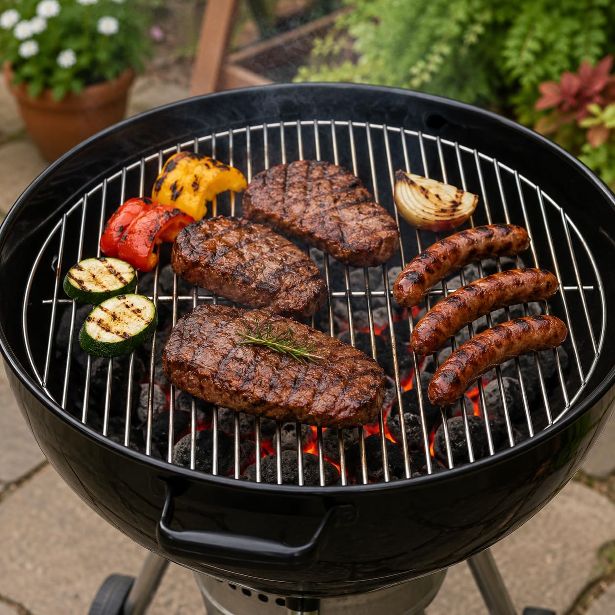 Brandsseller Grille de Barbecue Ø 44,5 cm en Acier Inoxydable – Robuste et résistante à la Corrosion – Compatible avec barbecues sphériques 47 cm Weber et Autres Marques – sans Rabats latéraux