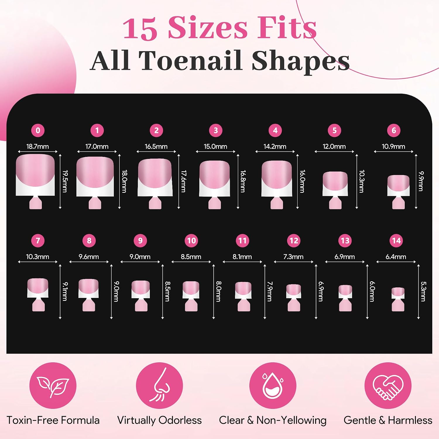 Deep Pink French Tip Press On Nails and Toenails Set 180 Pcs