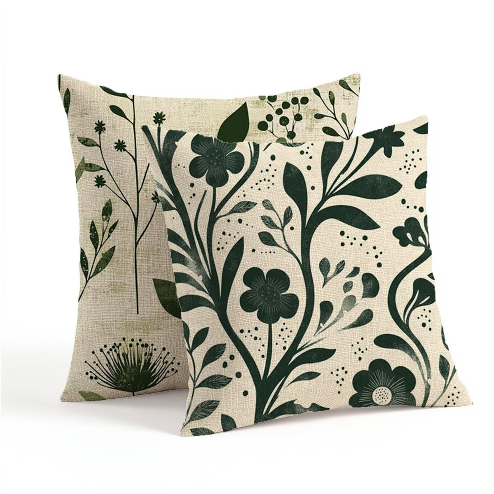 Cuscini per Divano verde Federe Cuscini Divano pianta Copricuscini 60x60cm 2 Pezzi Impermeabili Lino Federe Cuscino Letto, Stampa Fronte-Retro per Soggiorno Camera Giardino Sedia Donne Regali 1Z-379