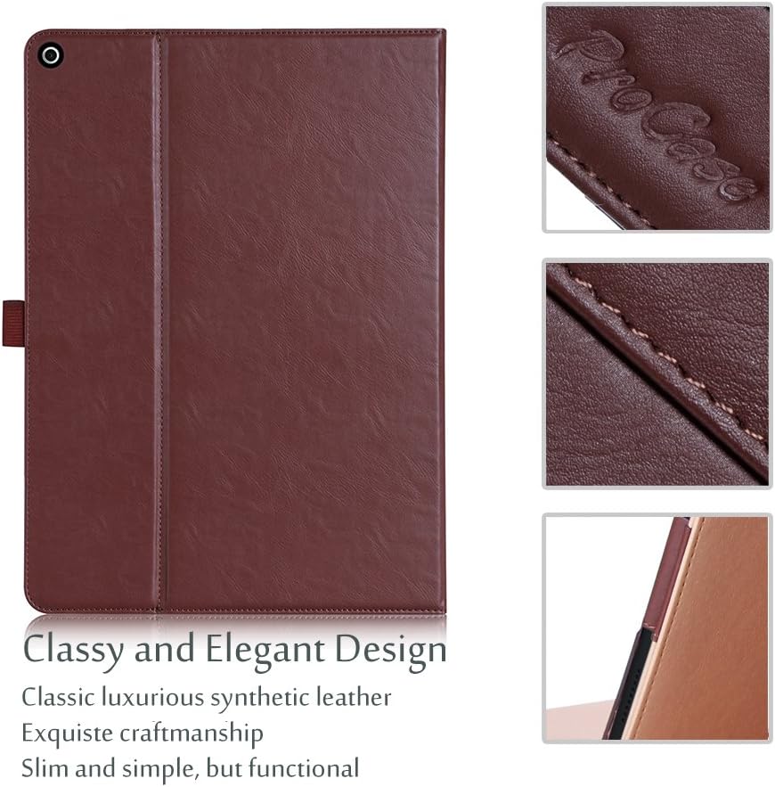 ProCase Fire 7 2015 Case - Leather Stand Folio Case Cover for 2015 Amazon Fire 7 Inch Tablet (Will only fit Fire 7" Display 5th Generation - 2015 Release) (Brown)