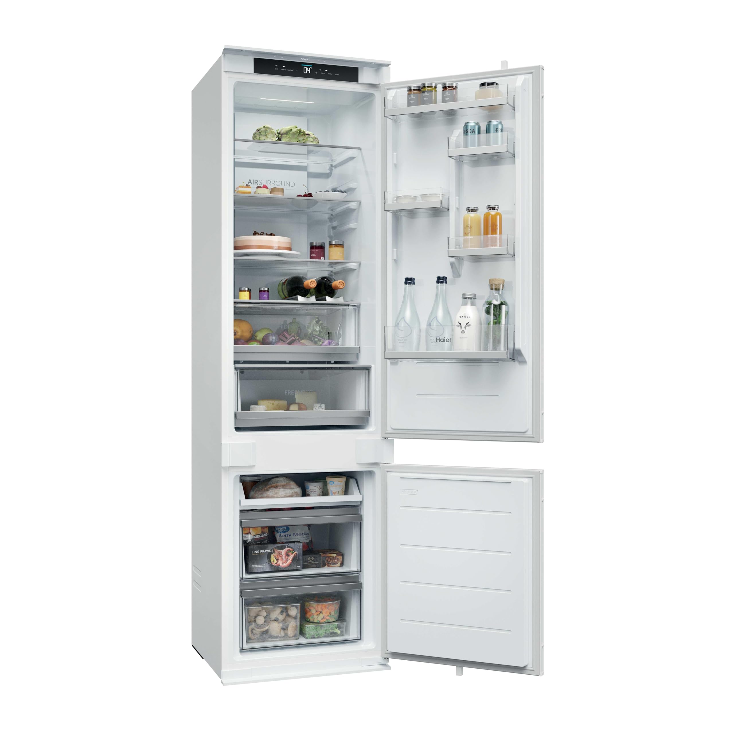Haier HBQW5519E, Frigorífico Combi Integrable, Total No Frost, Conectividad hOn, Display Digital, 2 Cajones, Función SuperCooling y Función SuperFreezing, Capacidad Total 284L