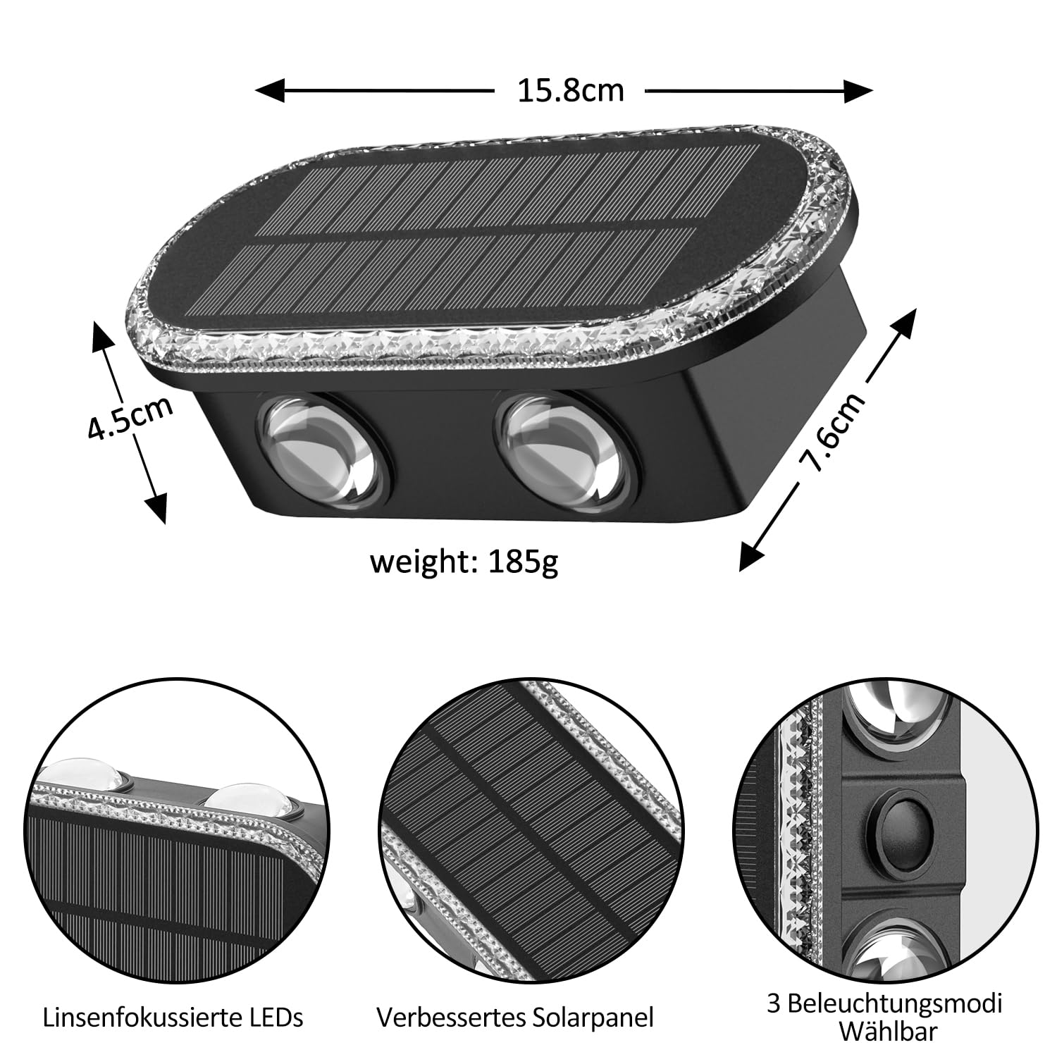 Solar Wandleuchte Aussen 10er-Set: 3 Farbmodi Solarlampen für Außen Wand Up Down - IP65 Wasserdicht Solarleuchten für Garten Garage Terrasse