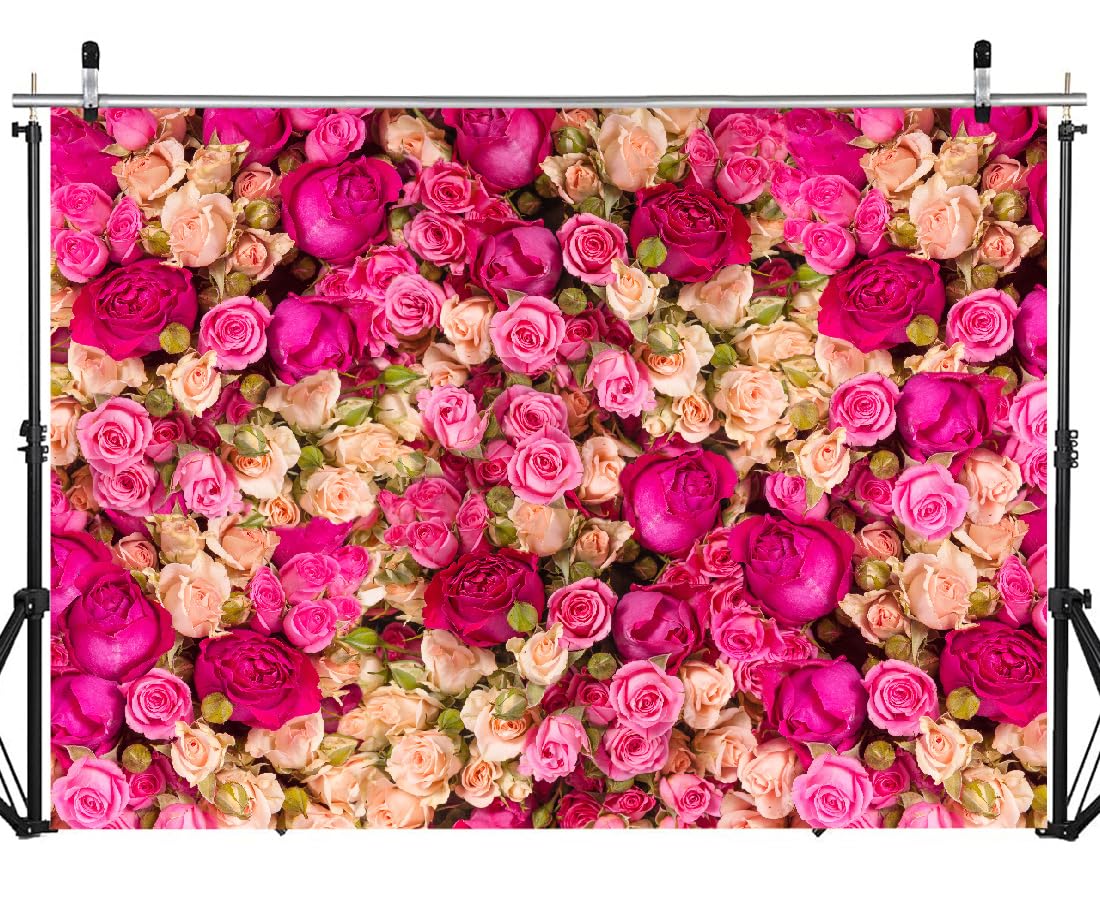 DHXXSC 8X6FT Pink Red Rose Photo Backdrop Vinyl Studio Photo Background DH-358