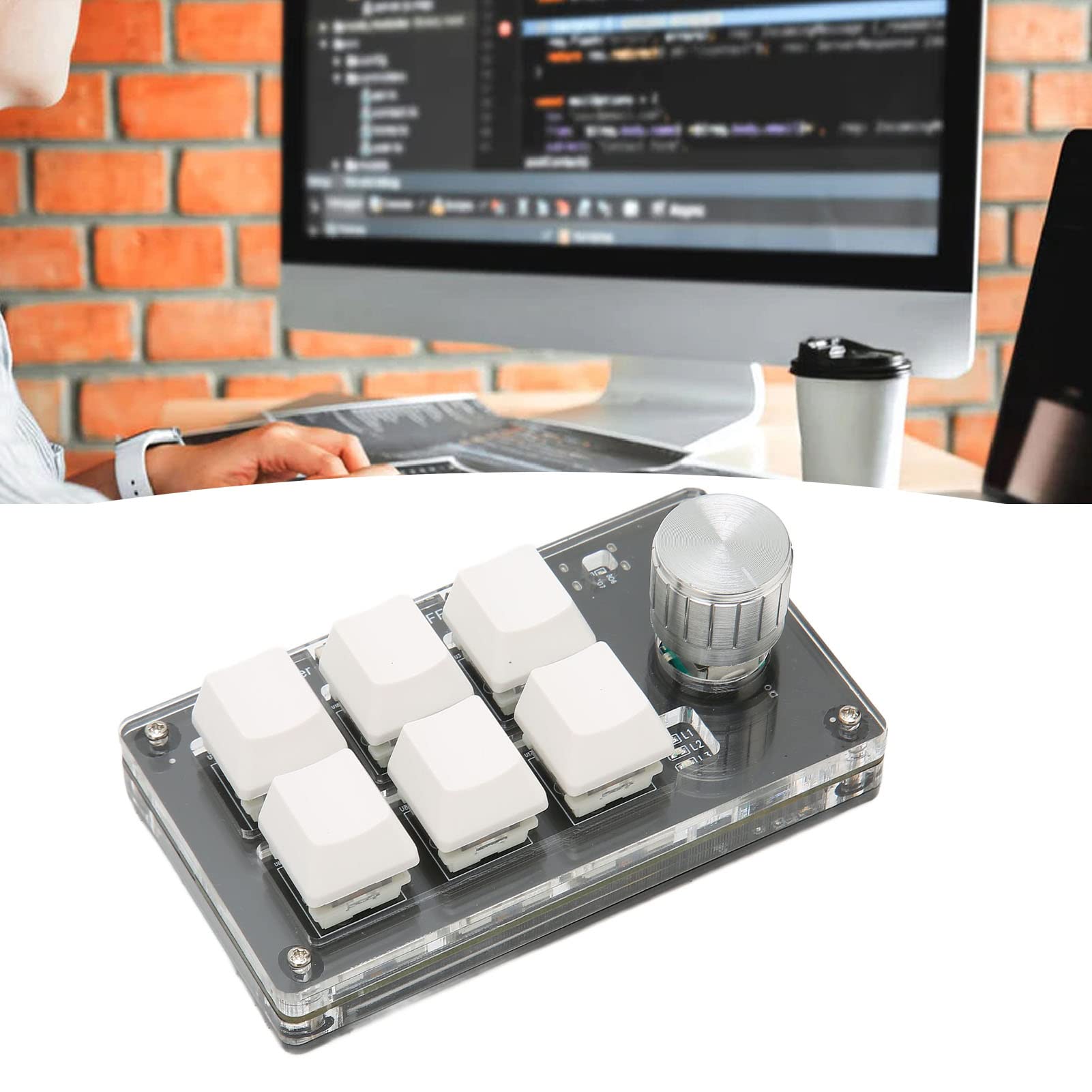 Aramox Mini Tastiera, Connessione a Doppia modalità Plug And Play Tastiera a Una Mano Comunemente Usata Tasto Blu Generale 6 Tasti per Computer (#2)