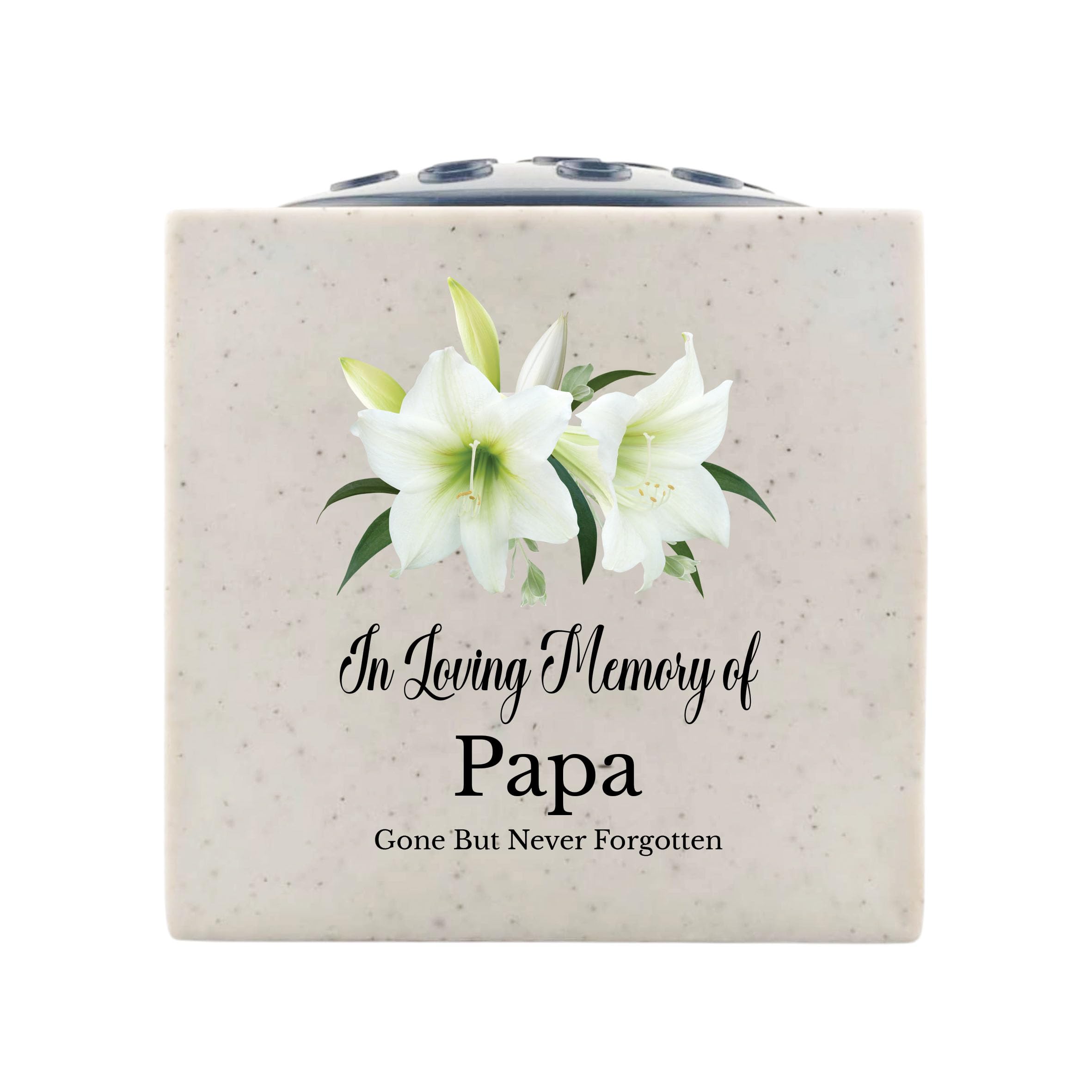 In Loving Memory Of Memorial Rose Bowl Grave Marker Flower Pot Vase With Lily Design (UV PRINTED) (Papa)