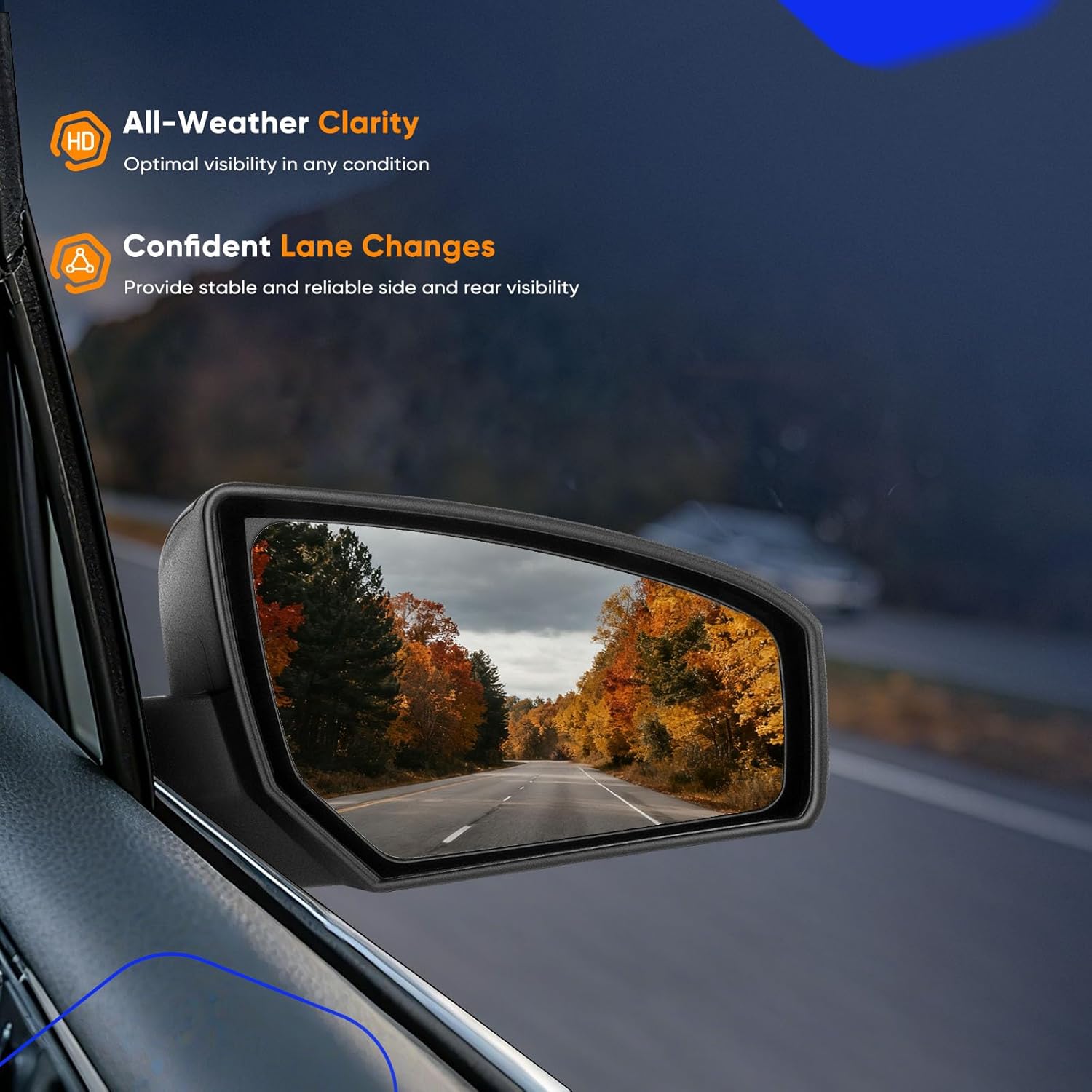 ECCPP Passenger Side Power Door Mirror for 2007-2012 Sentra Exterior Mirror Power Adjustment Non-Heated Non-Folding Black Textured Outside Rear View NI1321167