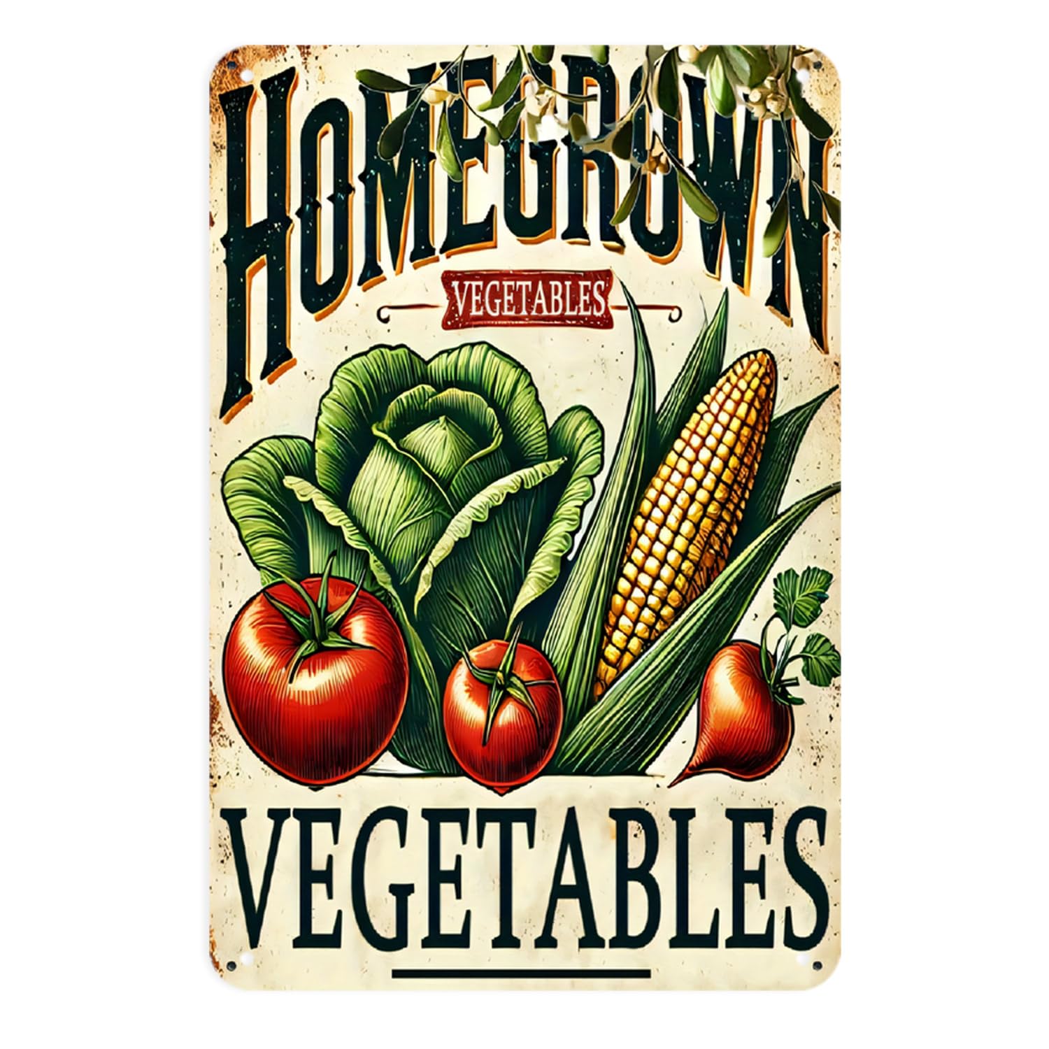 Kwqdozf As Pic Homegrown Vegetables Farm Fresh Produce Garden Tin Sign, Vintage Homegrown