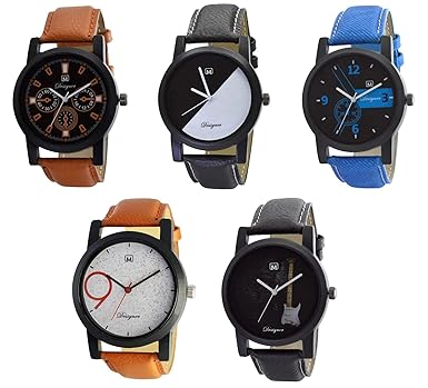 OM DESIGNER Casual Analogue Boys Watch(Multicolour Dial & Assorted Colored Strap)(Pack of 5)-O-6-7-8-9-12a