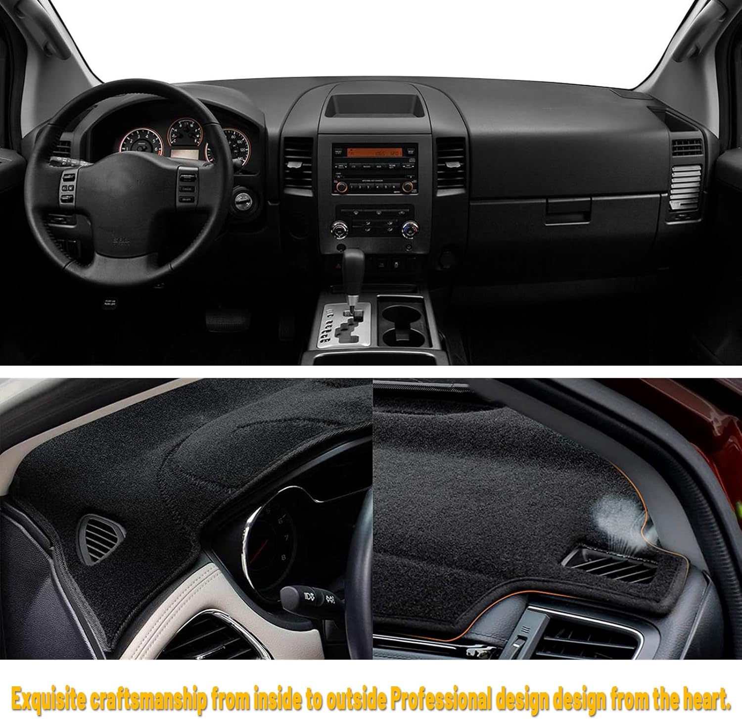 Dashboard Dash Board Cover Mat Pad Carpet Non-Slip Custom Compatible with Nissan Titan 2004-2012 Protector Sunshield (Black Trim)