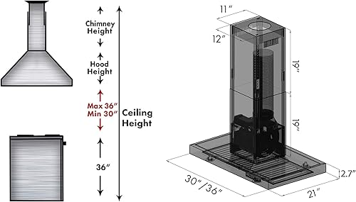 Miniatura 8 de ZLINE - Campana extractora para montaje en isla de 30 pulgadas en acero inoxidable negro (BSKE2iN-30)