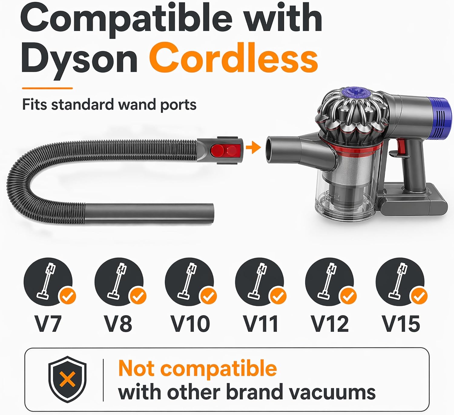 Dryer Vent Cleaner Kit, Lint Vacuum Attachment Adapter Compatible with Dyson V7/V8/V10/V11/V12/V15 Cordless Vacuums (Gray)
