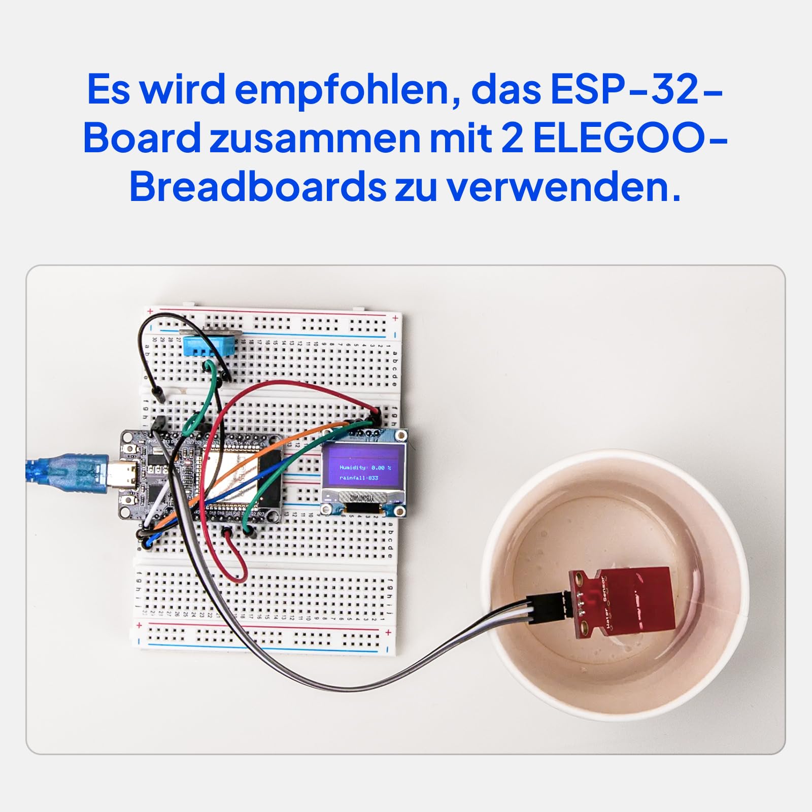 ELEGOO ESP-32 Super Starter Kit mit Tutorial und Entwicklungsboard USB-C Dual-Core-Mikrocontroller Unterstützung AP/STA/AP+STA, CP2102 Chip kompatibel mit Arduino IDE