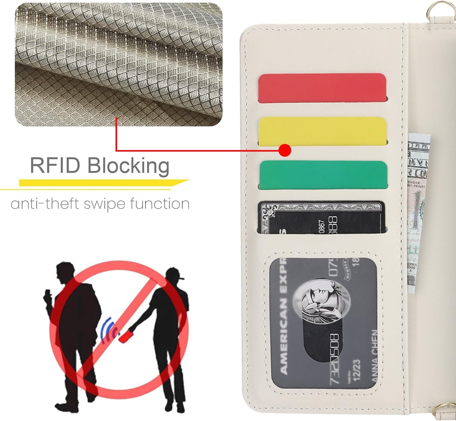 for Samsung Galaxy Z Fold 4 Wallet Case with 6 Credit Card Slots and S-Pen Slot, RFID Blocking, Adjustable Strap, Multi Card Function Premium Leather Magnetic Clasp Kickstand Cover.(White)