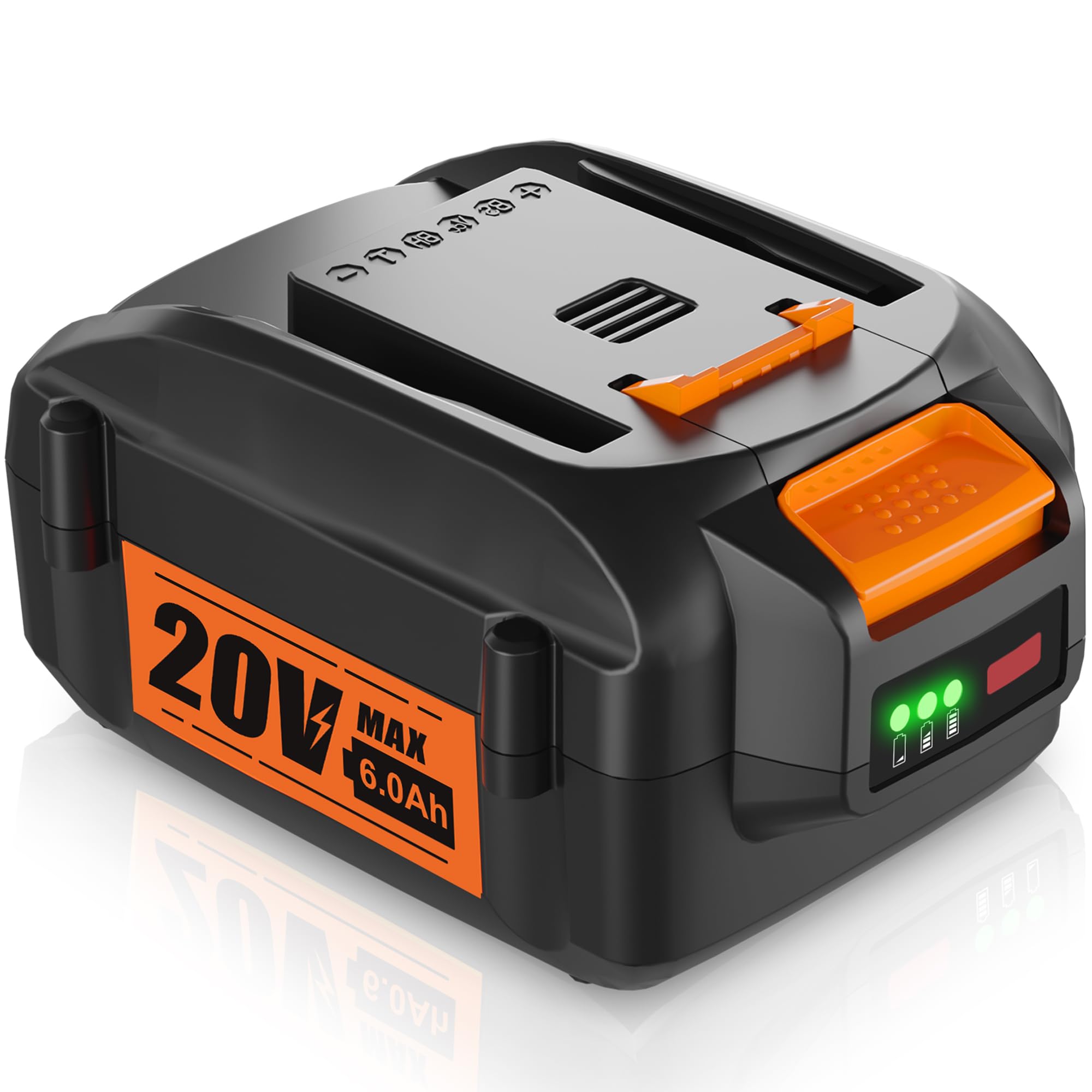 【NEW LED Indicator】6.0Ah 20V Replacement Battery for Worx 20V Battery Compatible with Worx 20 Volt Lithium WA3520 WA3525 WG151s WG155s WG251s WG255s WG540s WG545s Cordless Power Tools Battery