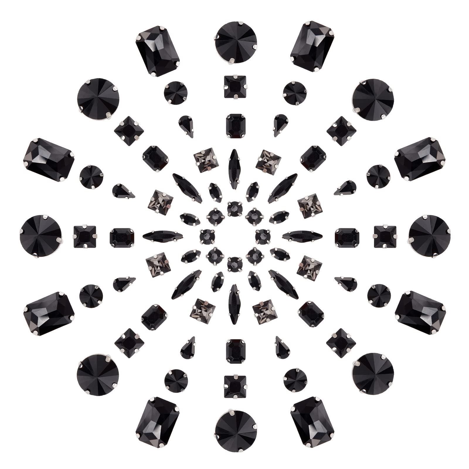 PH PandaHall 100pcs 10 Styles Sew On Rhinestones Flatback Diamonds with Claw for Costume Shoes Decoration Gems Crystal Buttons for Jewelry Making DIY Crafts Home Party Dector