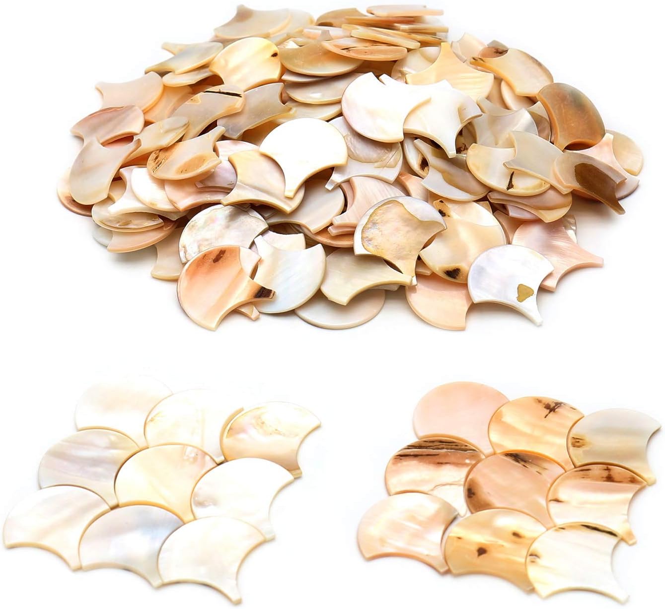 200 Pcs Fish Scale Shape Bulk Natural Mother of Pearl Mosaic Tiles, for Home Decoration and Handmade Crafts, 1" x 1"