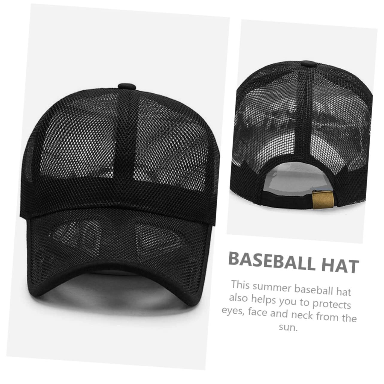 CALLARON Gorra De Malla Transpirable Sombreros para Hombres Gorra De Béisbol De Malla Sombrero De Visera para Hombres Sombrero para Protección Solar para Hombres Poliéster Black
