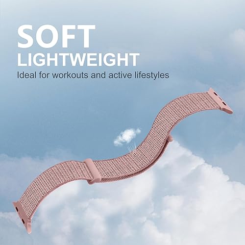 Miniatura 4 de Paquete de 10 correas de nailon suave compatibles con Apple Watch para mujeres y hombres de 1.496 pulgadas, 1.575 pulgadas, 1.614 pulgadas, 1.654