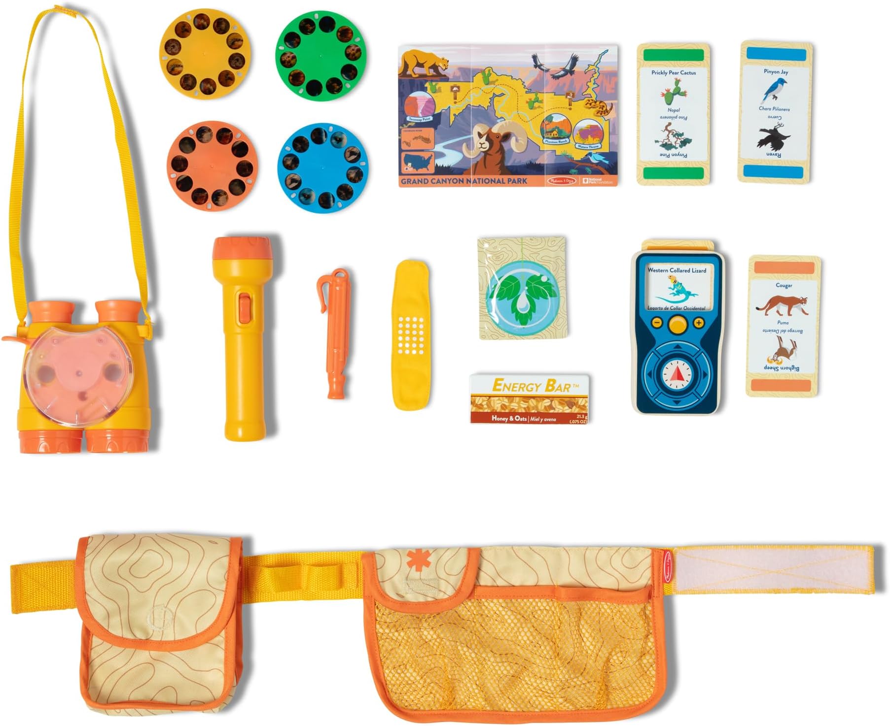 Grand Canyon National Park Hiking Gear Play Set with Photo Disk Viewer Kids Pretend Play Hiking Gear, Children's Belt and Binoculars for Girls and Boys Ages 3+ - FSC-Cer