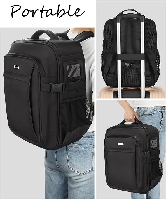 Relavel Makeup Backpack, Professional Travel Train Case Makeup Artist Kit Set Bag for Women Extra Large Cosmetic Organizer, Brush Storage Holder, with Adjustable High Dividers, Black