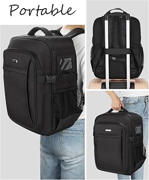 Relavel Makeup Backpack, Professional Travel Train Case Makeup Artist Kit Set Bag for Women Extra Large Cosmetic Organizer, Brush Storage Holder, with Adjustable High Dividers, Black