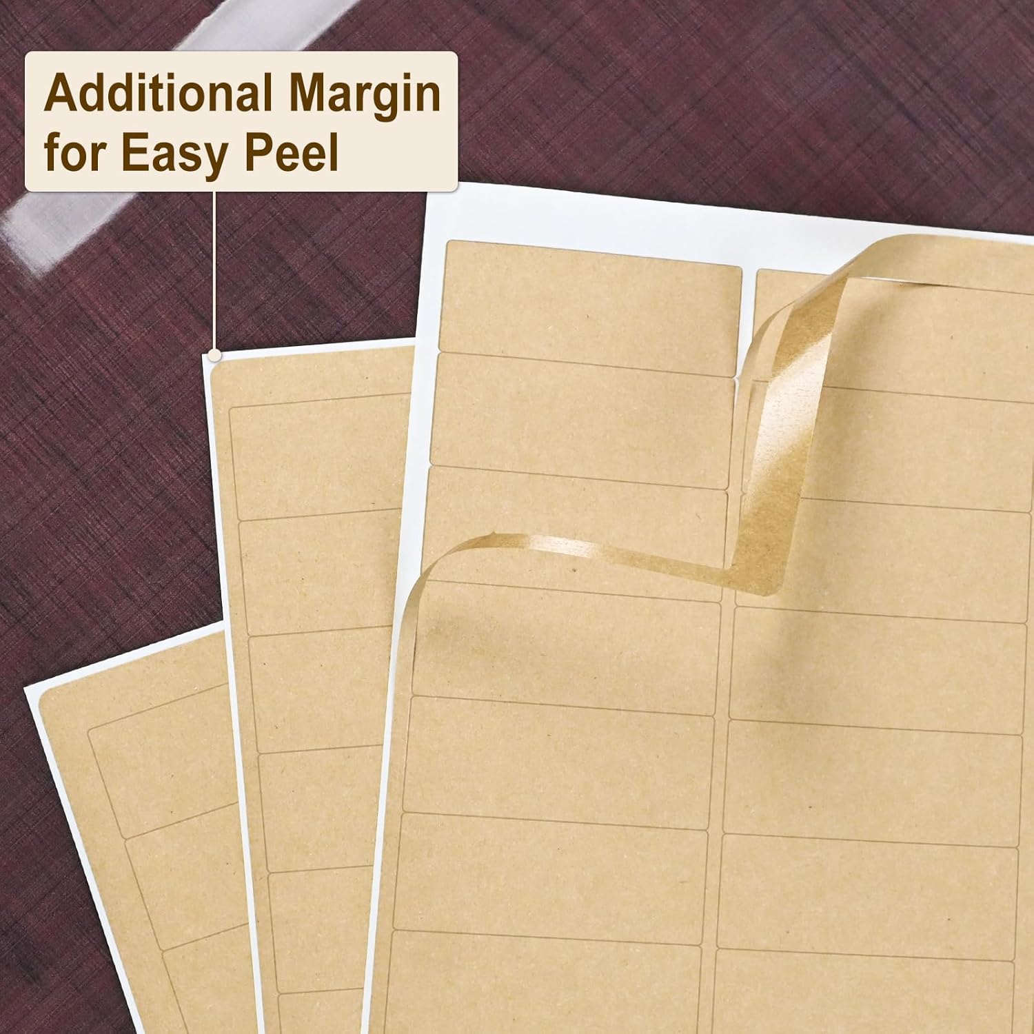 NATURALABEL 30 Sheets Printable Kraft Address Labels for Laser & Inkjet Printers, 1" x 2-5/8" - 30 per Page, Self-Adhesive Mailing Labels, Matte - Image 4