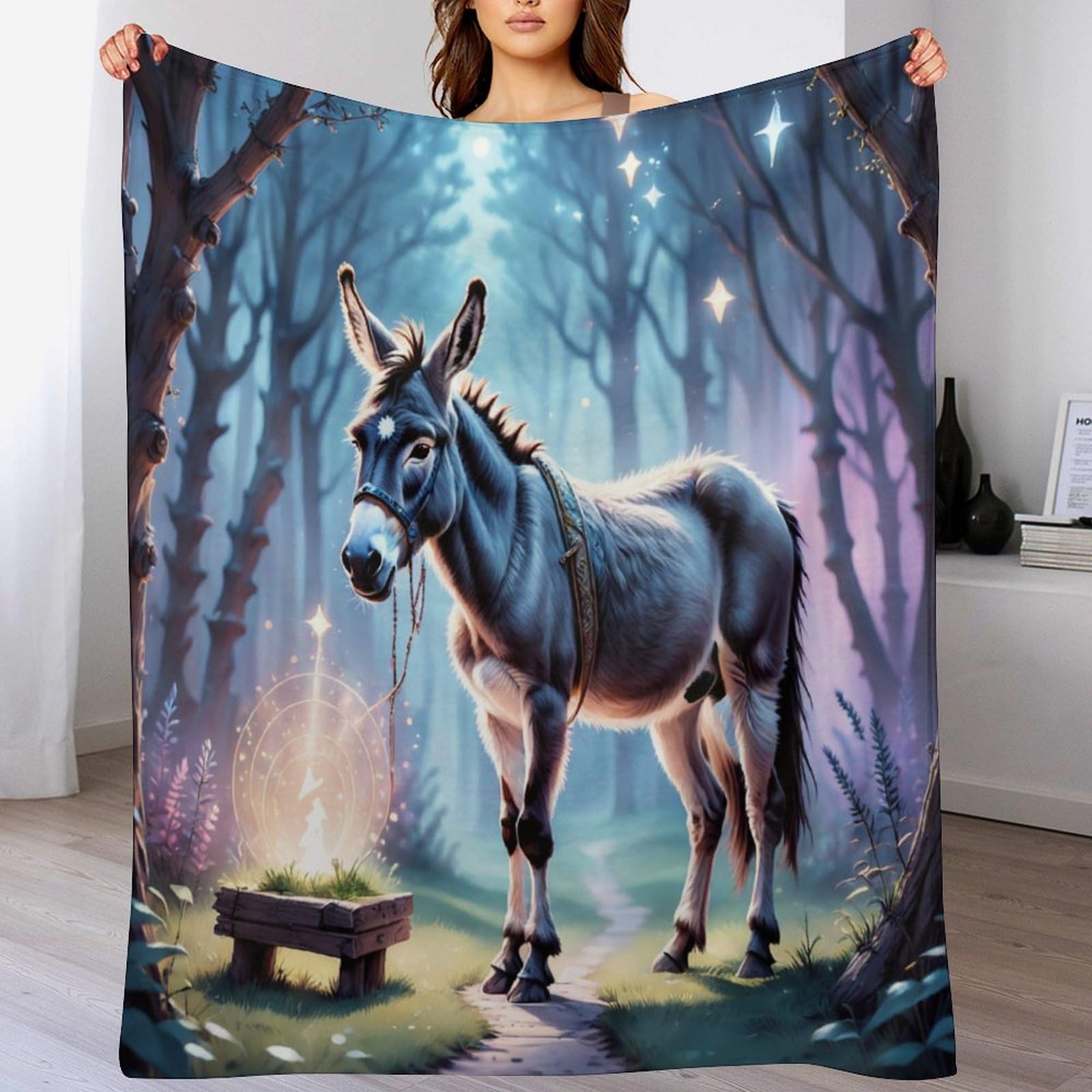 Couverture en âne 3D en polaire flannel chaude et moelleuse pour lit et canapé 130x180cm