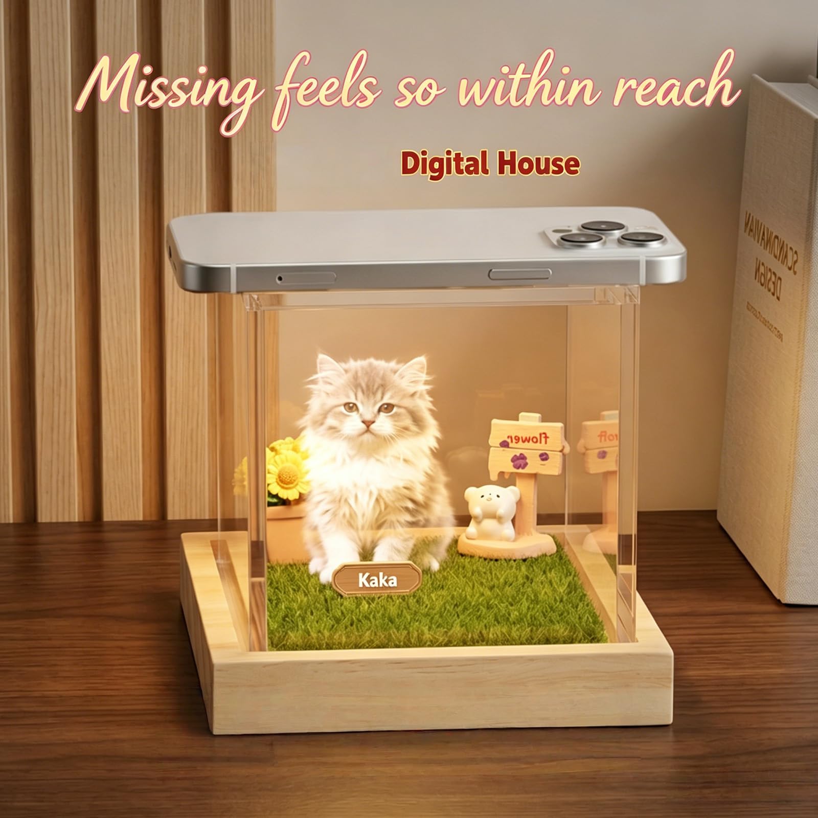 Proiezione ologrammi Scatola commemorativa per Animali Domestici con Immagini 3D Casa Digitale per Amanti Cani e Gatti Ricordi simpatia Regalo Proiezione da Smartphone Ricordi Animali