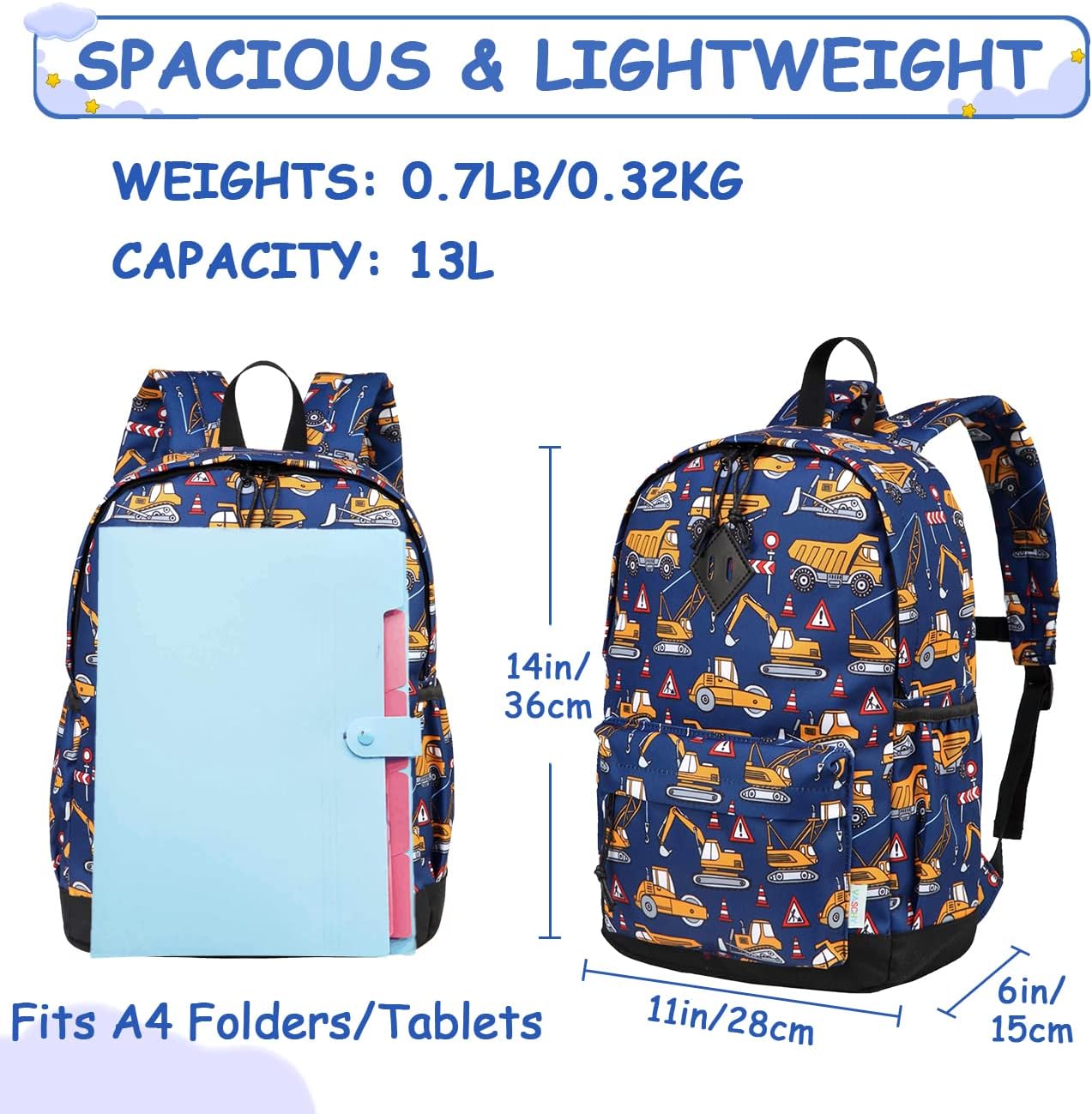 VASCHY Toddler Backpacks Kids, Lightweight Water Resistant Preschool Backpack for Children Boys and Girls w Chest Strap - Image 2