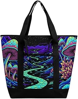 SWEET TANG Insulated Reusable Grocery Bag Mushroom World Art Storage Travel Cooler Shopping Insulated Bags
