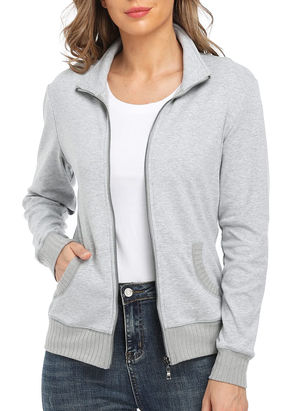 Wudodo Women's Zip up Sweatshirt Jacket