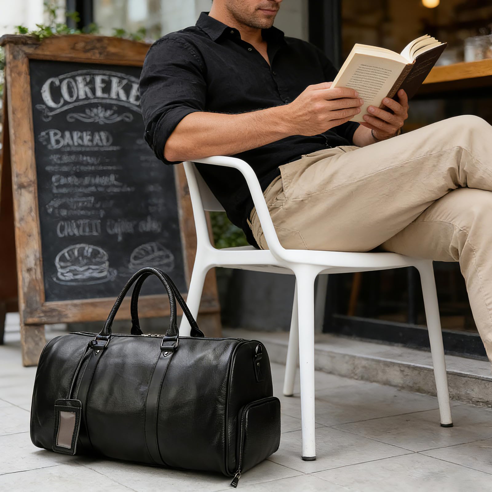 Reisetaschen Herren Echt-Leder Weekender Tasche