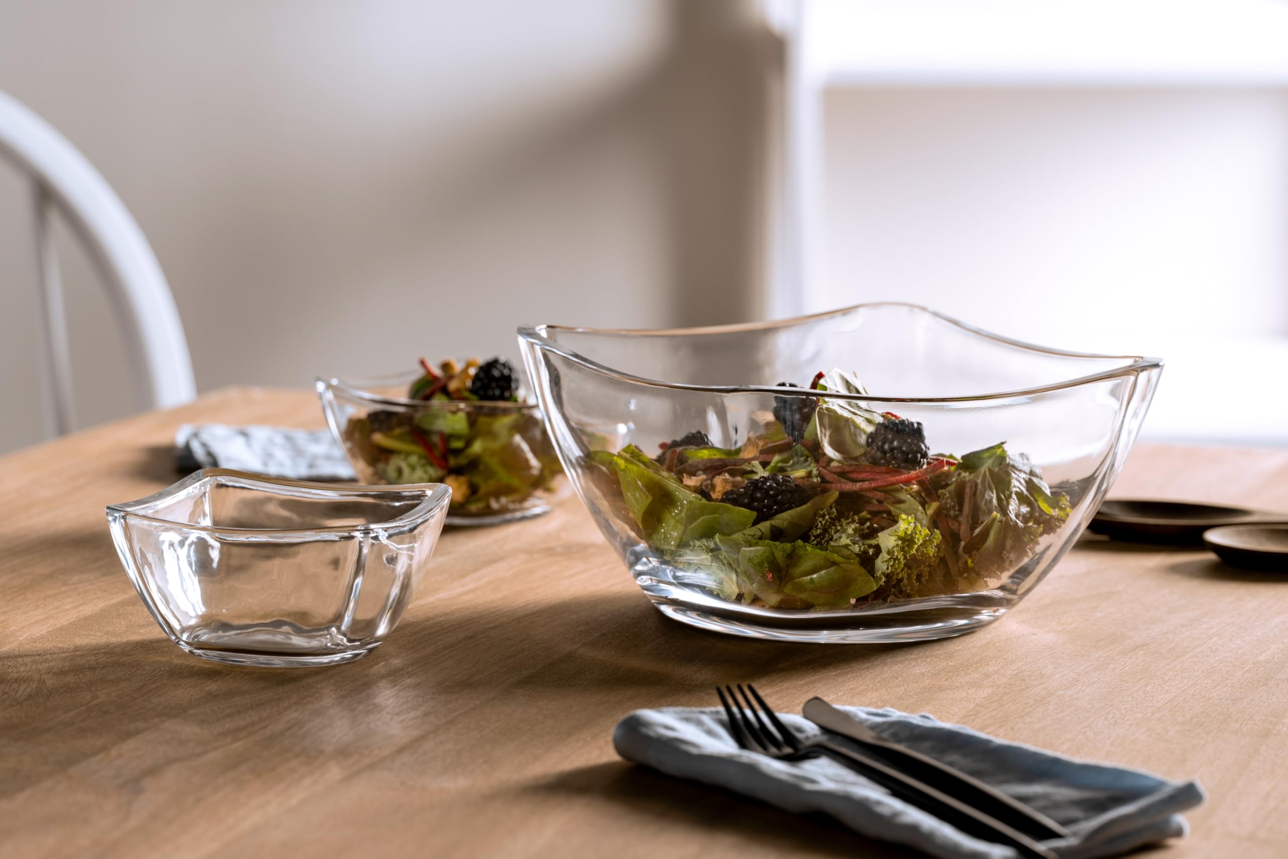 LEONARDO HOME Piazza 024409 Bol de service, en verre, passe au lave-vaisselle, saladier moderne, bol fonctionnel, hauteur 12 cm, transparent