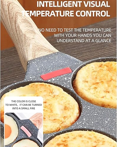 Miniatura 5 de Sartén antiadherente de aluminio para huevos de 4 tazas con tapa, adecuado para estufa de gas y utensilios de cocina de inducción