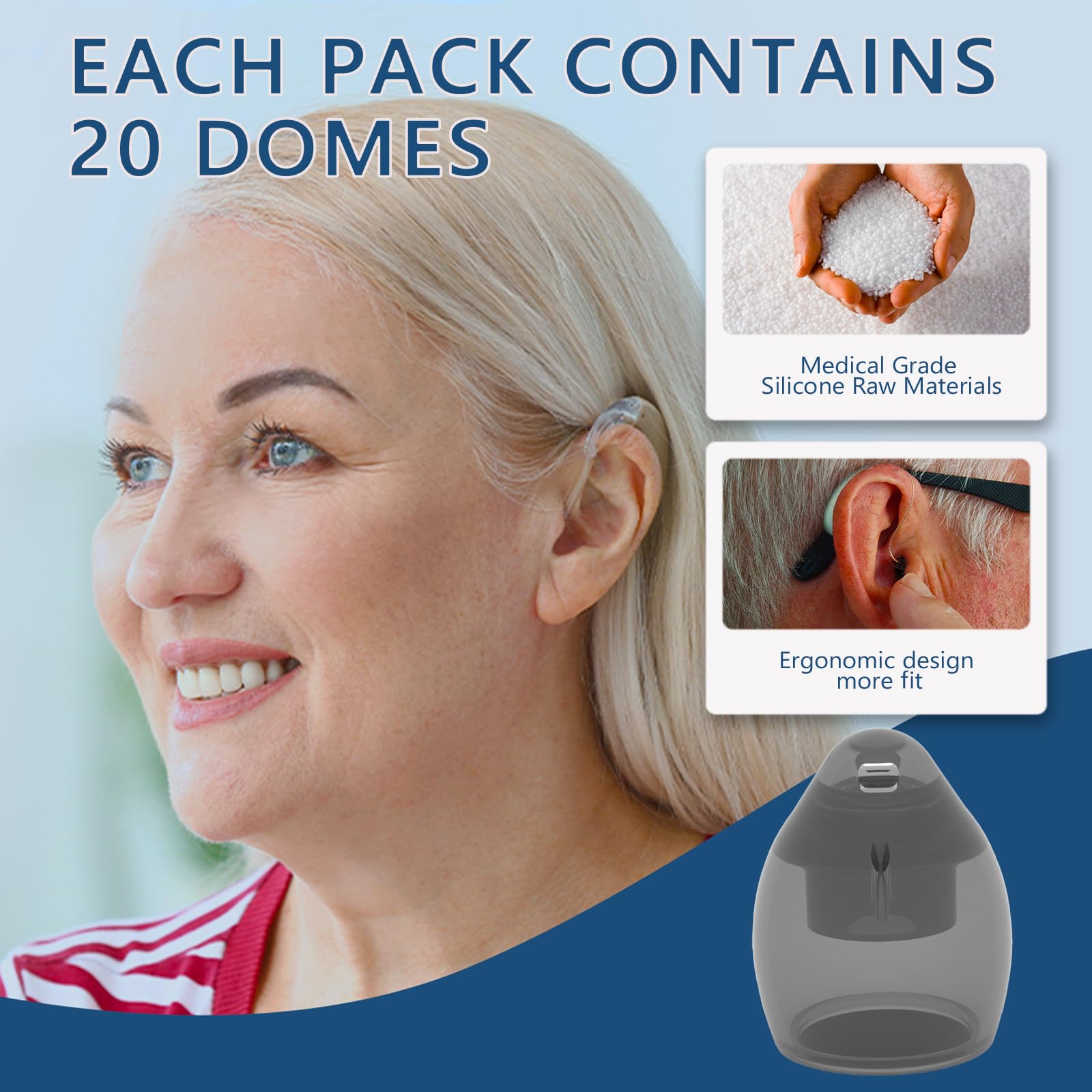 Phonak - Juego de 20 cúpulas ventiladas para audífonos 4.0, tamaño pequeño (0.27 pulgadas = 7.5 mm), accesorios para audífonos, domos para audífonos Phonak Audeo Marvel Paradise Lumity