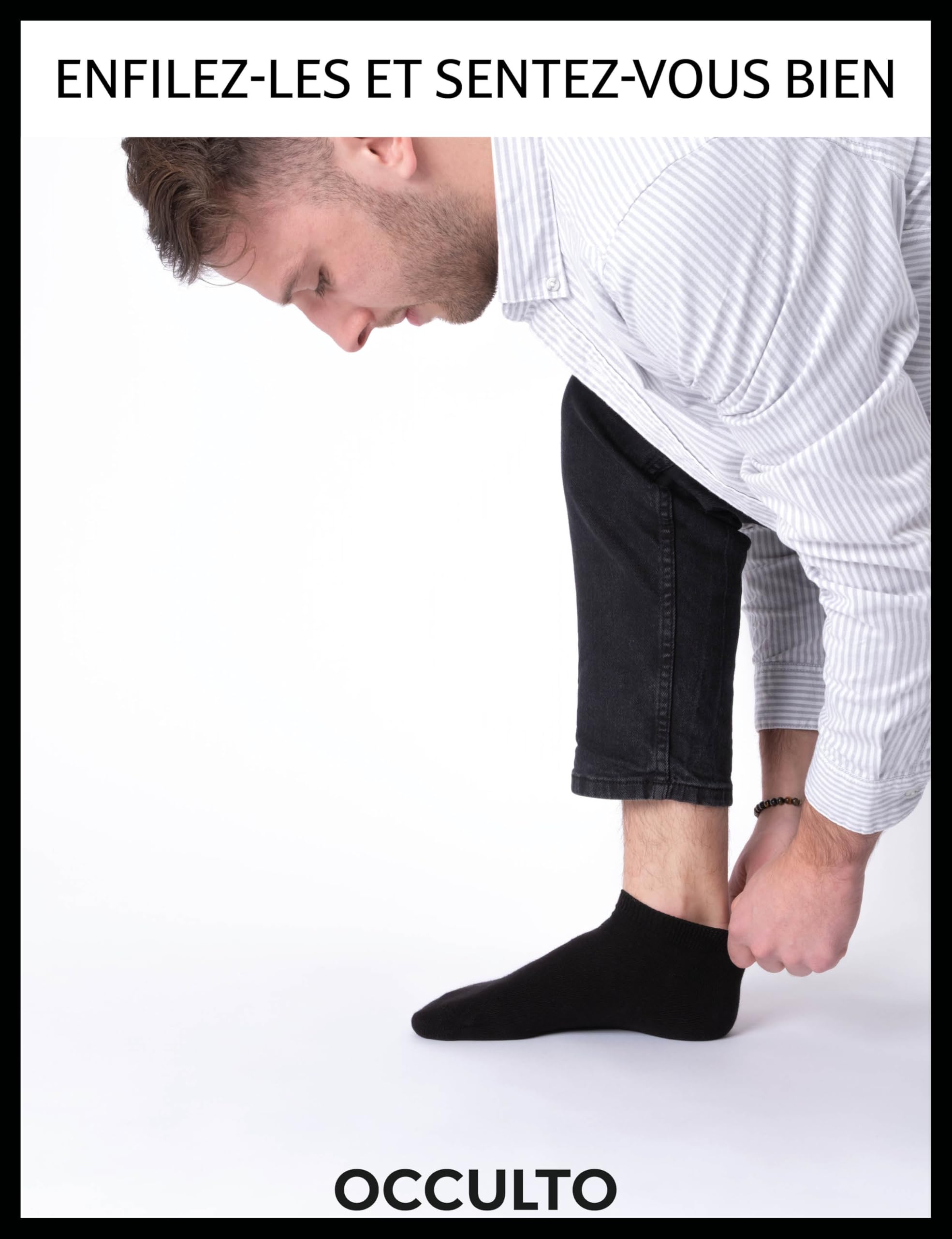 Occulto socquette homme 100% coton lot de 10 (modèle: Ingmar), chaussettes courte
