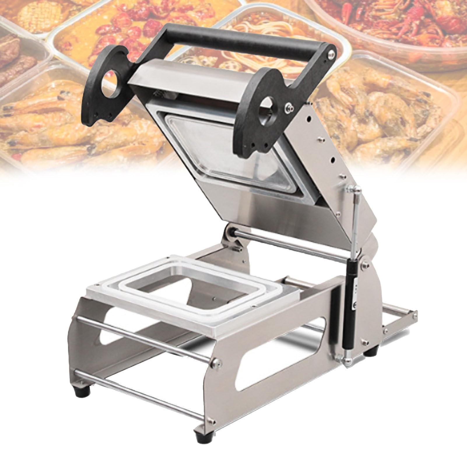 Pvxa Multicolor Manual Sandwich Tray Heat Sealer,Commercial Stainless Steel Vegetables Tray Heat Sealer,7~8 Times/Minute, For Restaurants And Takeaways 18 * 13Cm
