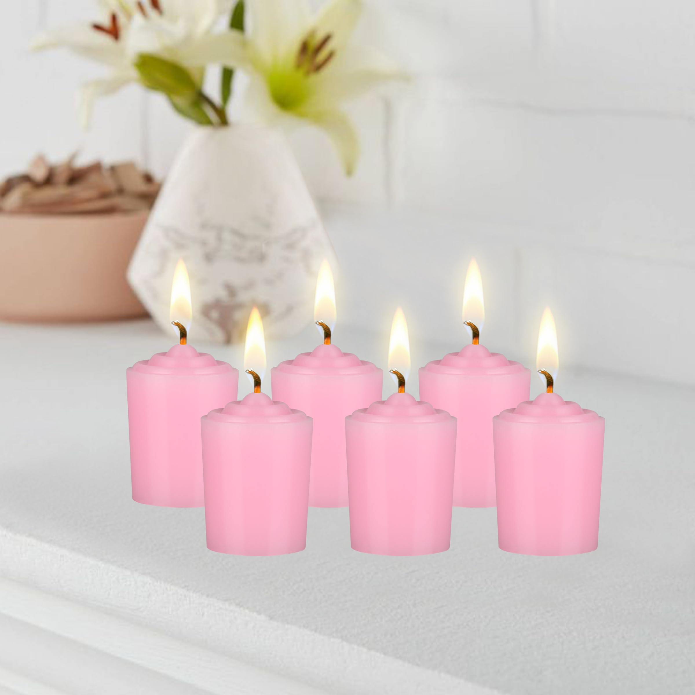 Amazon.co.jp: Mega Candle 無香ピンク奉納キャンドル 12個 手注いだ