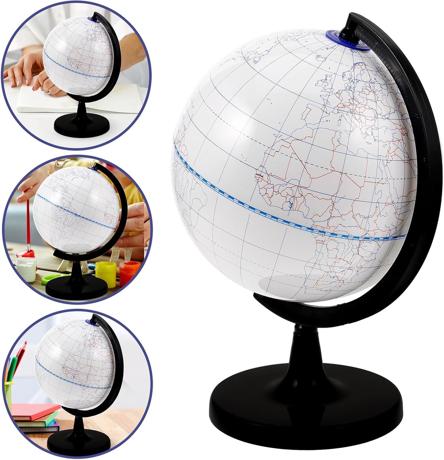 VANZACK DIY Blank Globe 20cm Unpainted Globe Craft Educational Erasable Geography Learning Suitable for Students Model